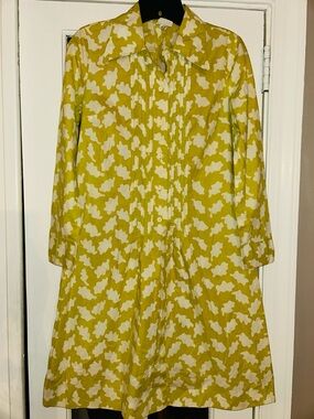 RARE VINTAGE MARIMEKKO sz S Yellow and White Printed pin tuck Cotton DRESS Shirt